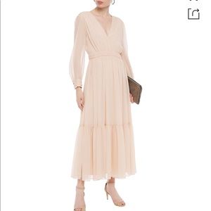 Sandro Chiffon Light Pink Peach MIDI Ballgown Dress